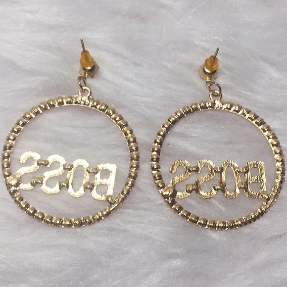 🌹Sassy Red Rhinestone Hoop Boss Earrings - Picture 2 of 4